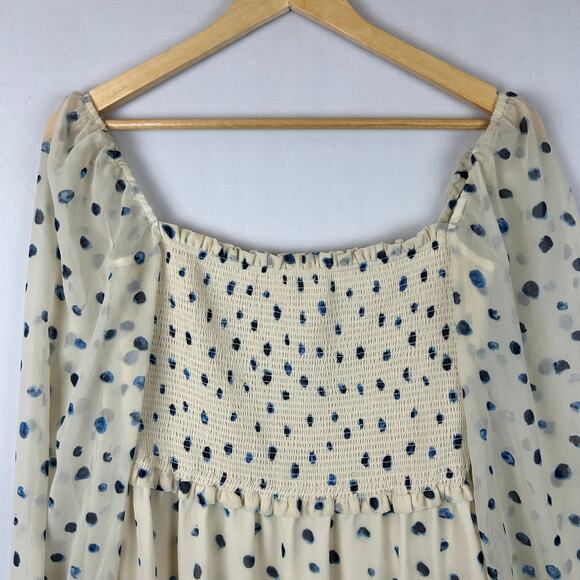 Wilfred Tempest Polka Dot Smocked Mini Dress Long Sleeve 80286QP Women's Size M - Picture 2 of 10